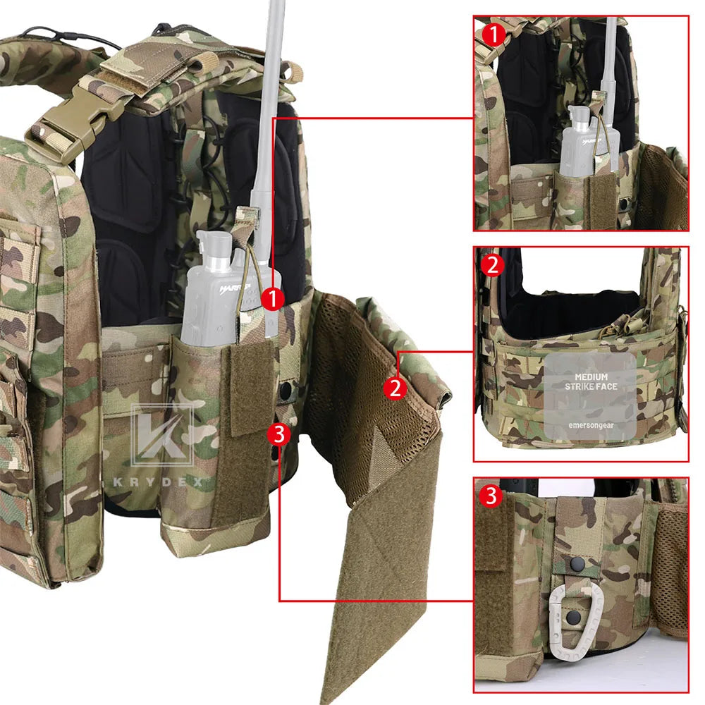 KRYDEX 500D Tactical CPC Vest Plate Carrier Heavy Duty Modular MOLLE Vest Mag Pouch Cage Hunting Airsoft Paintball Armor Vest