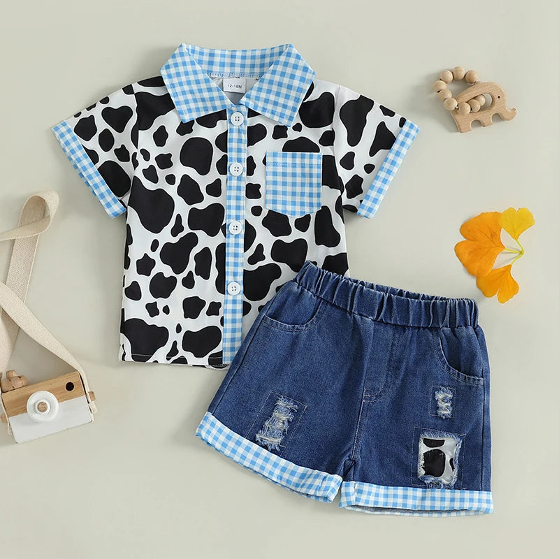Toddler Boys Casual Outfits Dinosaur Print Short Sleeve T-Shirt and Camouflage Shorts Set for 2 Piece Clothing Set
