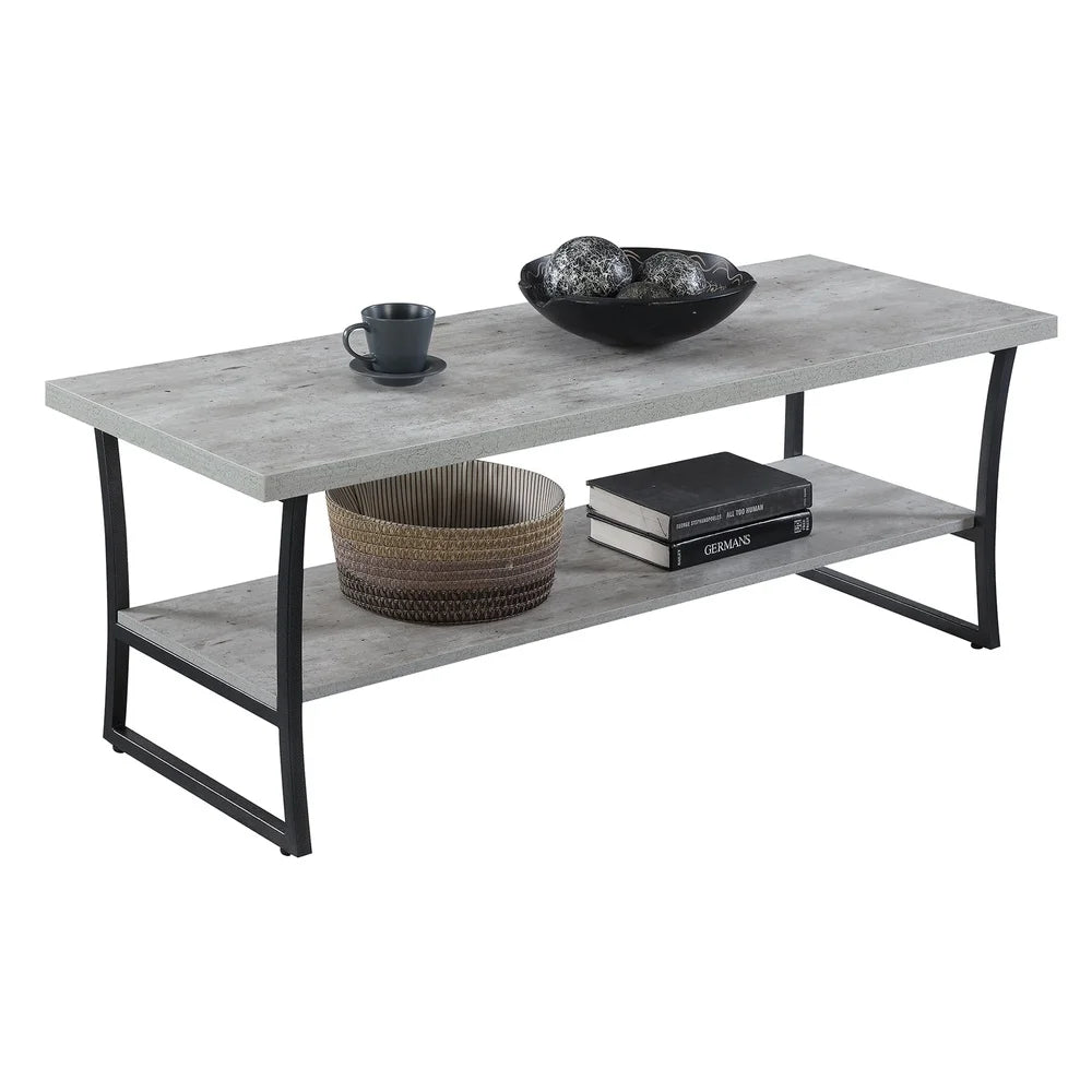 X-Calibur Coffee Table with Bottom Shelf Durable Metal Frame Quick Assembly Multiple Finishes Indoor Storage Display Home Decor