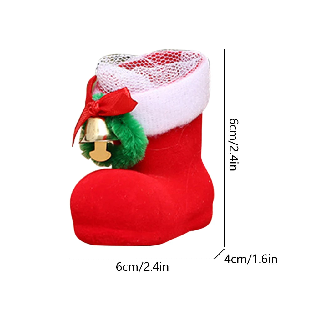Christmas Red Candy Gift Bag Creative Sugar Storage Boots Mini Festival Theme Home Decoration Supplies