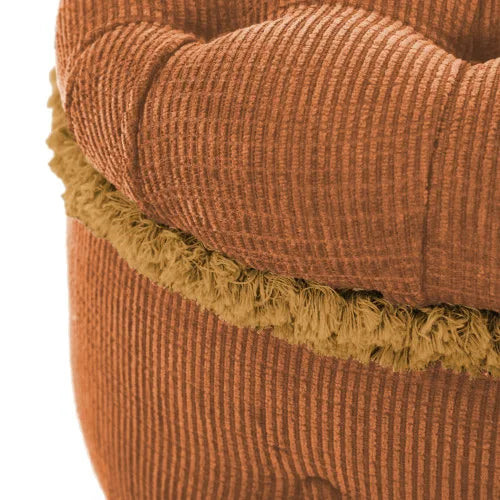 29.5 Inch Storage Bench, Button Tufted Upholstered Storage Ottoman With Fringe