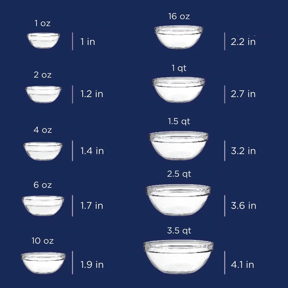 10 Piece Glass Mixing Bowl Set Oven Dishwasher Microwave Safe Nesting Design Prep Measure Mix Serve Kitchen Essentials
