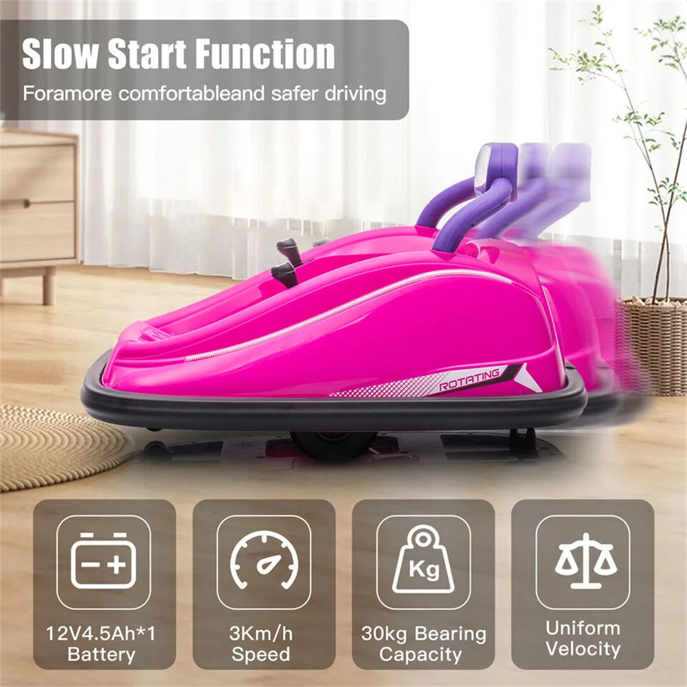 12V Electric Kids Ride On Bumper Car 360° Rotation Vehicle Toy W/ Remote Control 2 Operation Modes Security