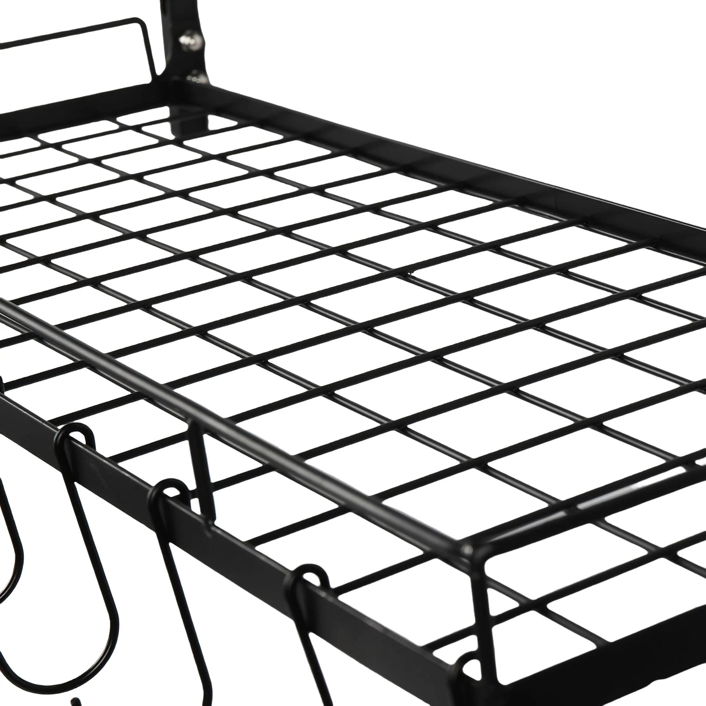 Wall Mounted Kitchen Rack 2 Tiers Iron, Pot and Pan Hanging Rack with 10 Hooks Kitchen Hanger for Pots 2-layer Storage Shelves
