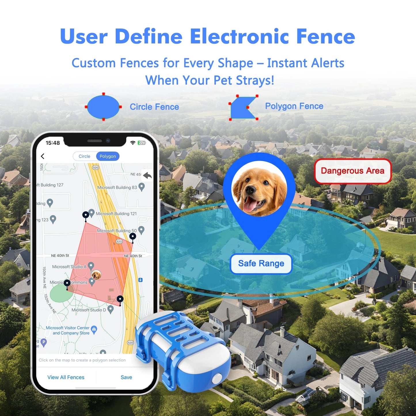 4G Dog Cat GPS Tracker for Pets - Waterproof Smart Locator with App, Live Tracking & Light/Sound Search with Subscription