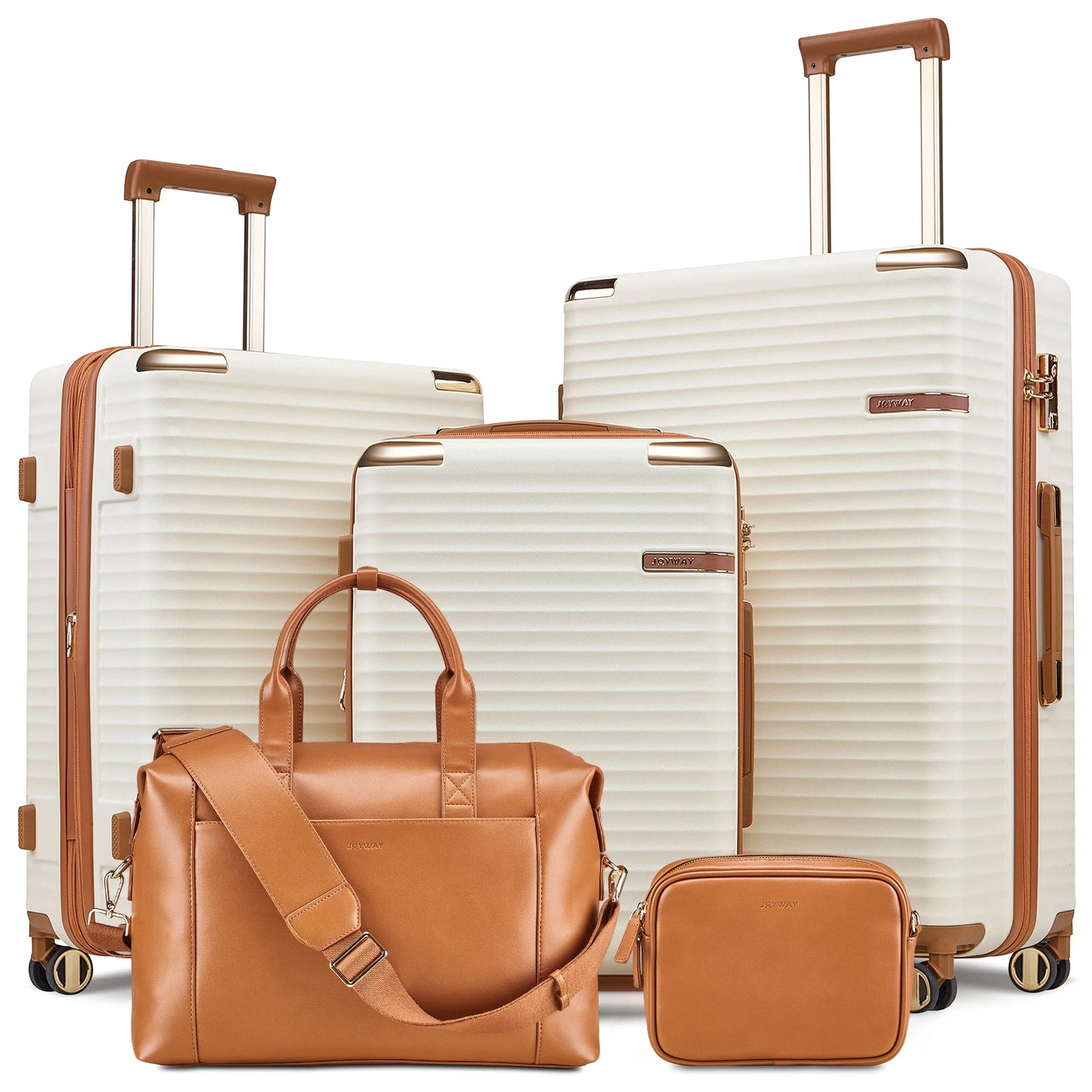 Joyway Luggage Sets, Expandable Hard Shell Suitcase Set,TSA Lock, Spinner Wheels, Leather Travel Tote Bag and Small Cosmetic Bag