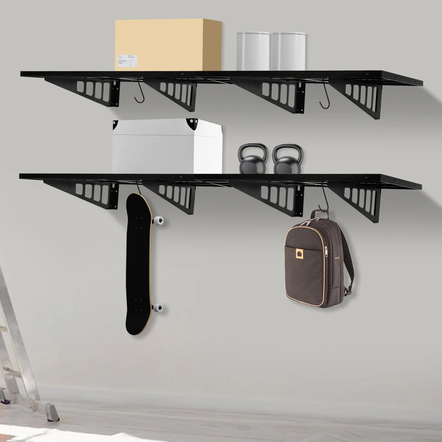Heavy Duty Garage Wall Shelving Set (2x3ft), Wall Mounted Garage Shelves Capacity, Wall Shelf Storage Rack Floating Shelves
