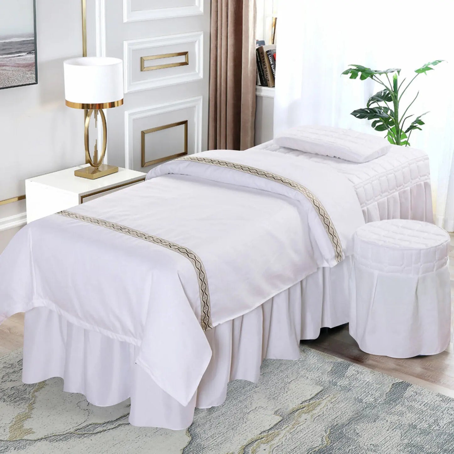 Beauty Massage Bed Full Cover Table Sheet SPA Cover Skirt Bedspread 1 Set