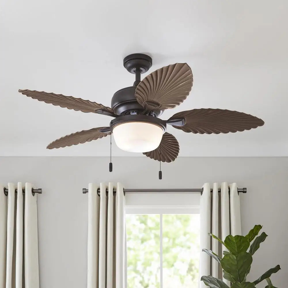 52 Inch Industrial Ceiling Fan with 5 Leaf Blades LED Light Quiet Performance Indoor Outdoor Use Reversible Airflow Adjustable