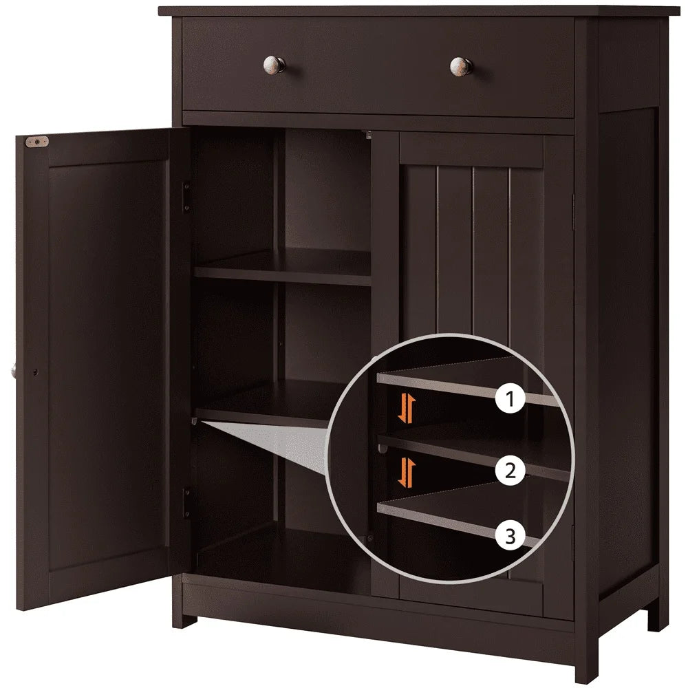 31.5" Freestanding Wooden Storage Cabinet with Adjustable Shelves Bathroom Living Room Kitchen Organization Modern Design