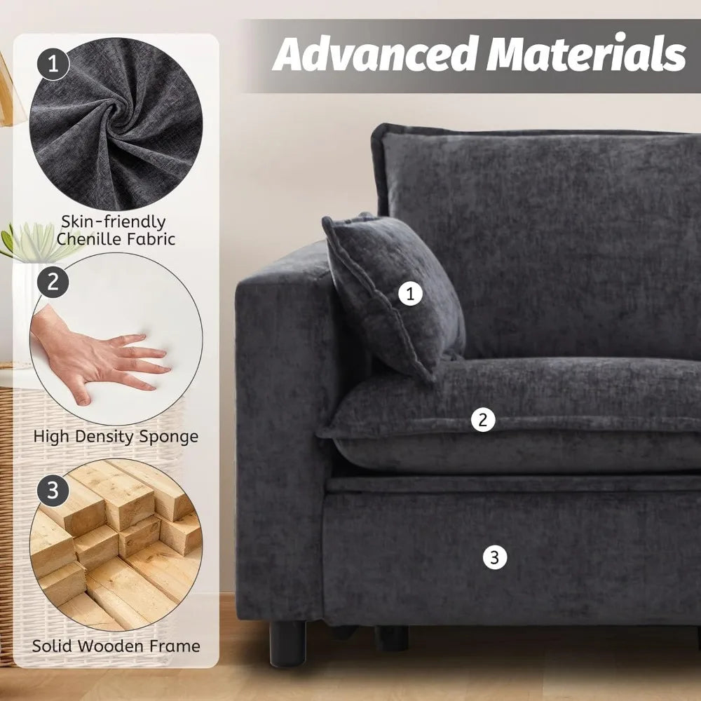 Cloud Loveseat Recliner, Deep Seat Power Sofa Recliner with Removable Cover & 2 Pillows, Double Recliner Sofa with USB Port & Ty