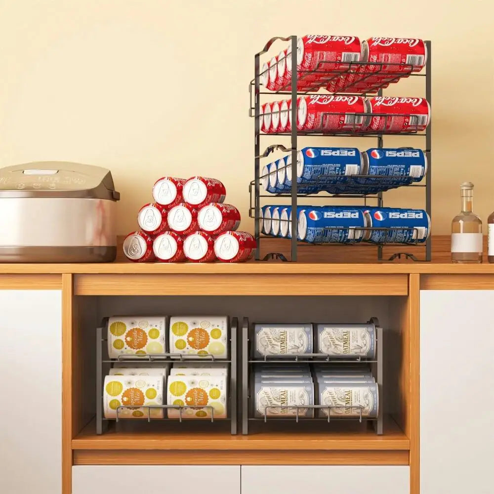 Stackable 4-Tier Can Organizer Rack - 48-Can Soda Dispenser for refrigerator - Set of 2 Beverage Storage Solution