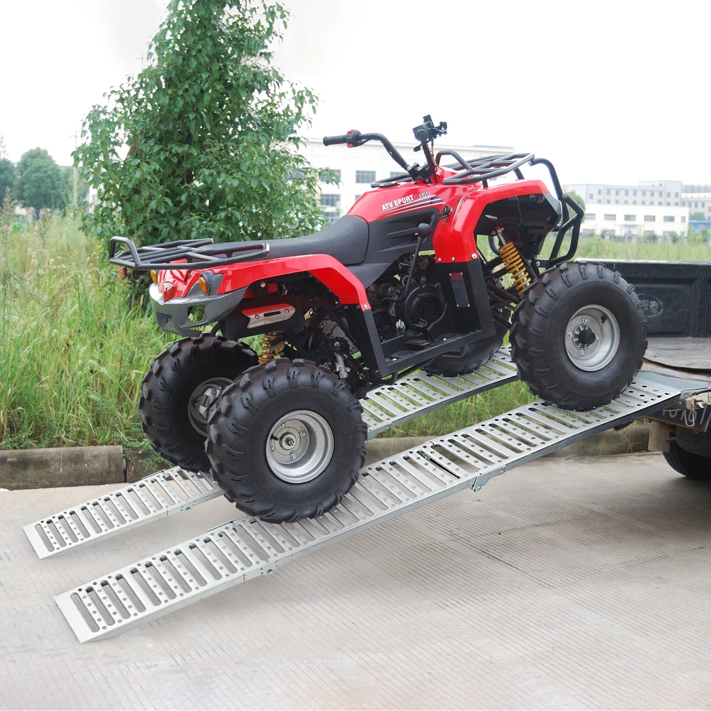 1500Lbs Tri-Fold Loading Ramps, 72" L x 9" W, Heavy Duty Steel Folding Trailers Ramps for ATV/UTV/Motorcycles/Lawn Mowers