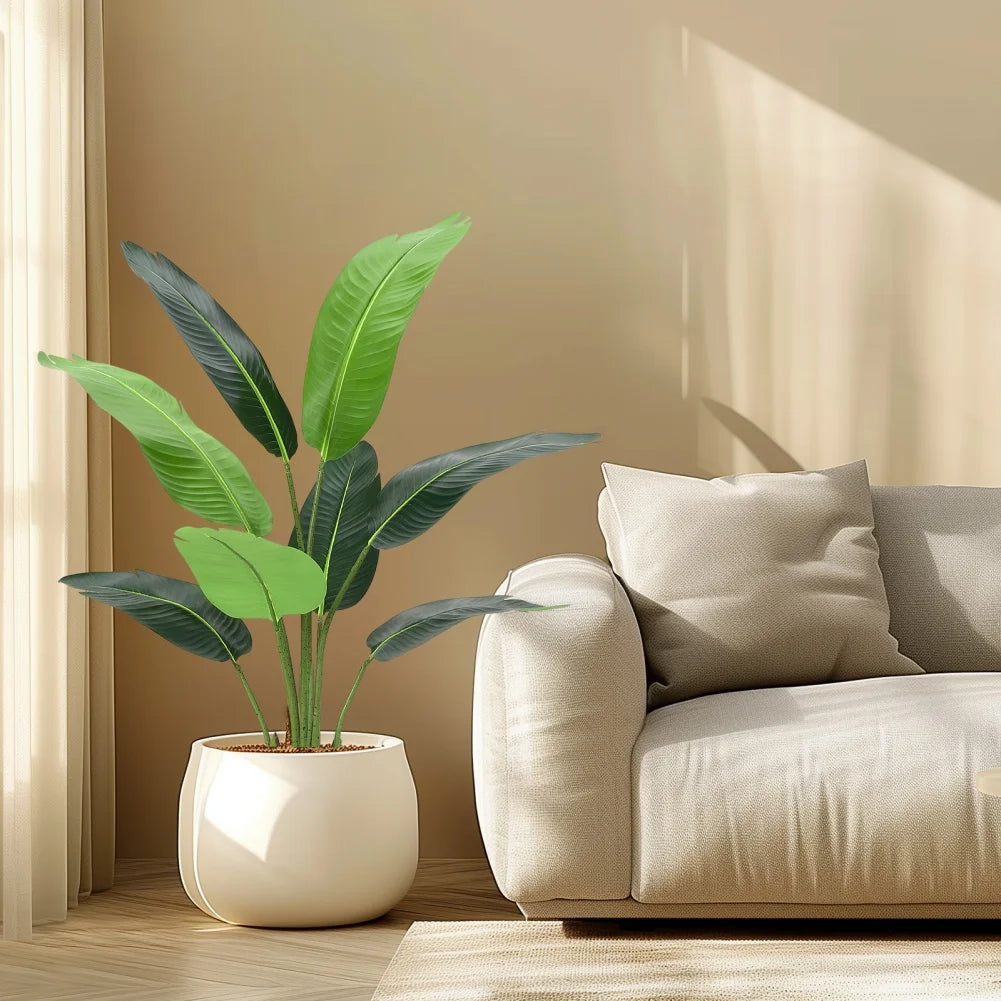 Artificial Bird of Paradise Plant 4/5 FT Fake Palm Tree for Indoor Outdoor Faux Plants for Home Office Perfect Housewarming Gift