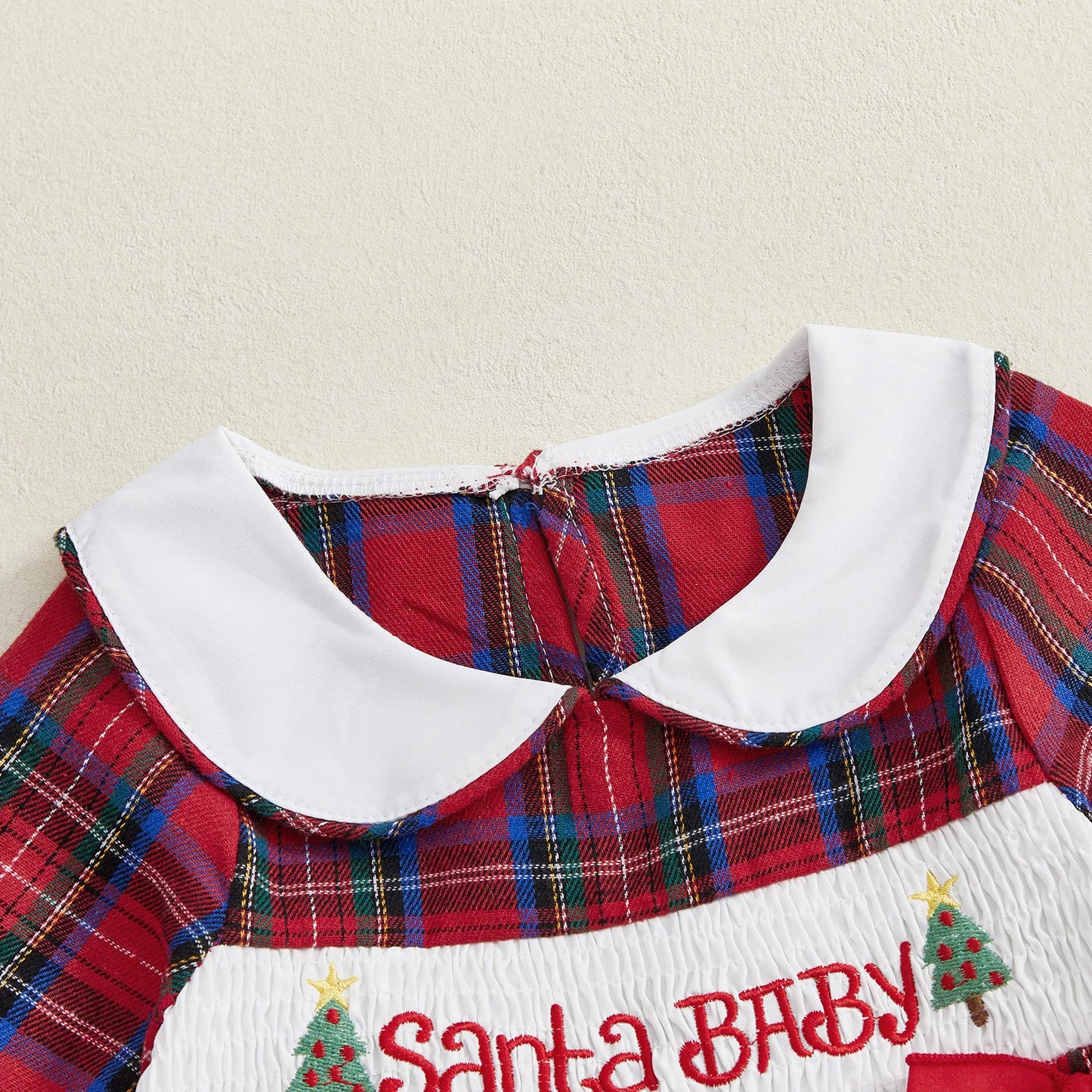 Winter Christmas Kids Toddler Baby Girl Dress Plaid Tree Collar Long Sleeve A-line Dress Bows Fall Xmas Clothes
