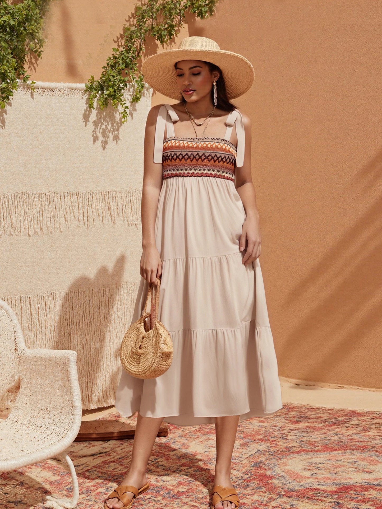 Bohemian Floral Print Off-Shoulder Maxi Dress with Ruffle Hem and Tie Waist Detail for Women Summer Beach Party