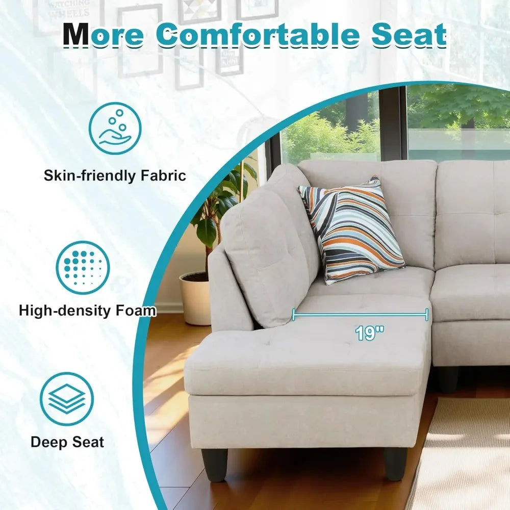Oversized Sectional Couch, L Shaped Couch with Storage Ottoman, Modern Modular Sofa with Deep Seat, Sectional Couches for Living