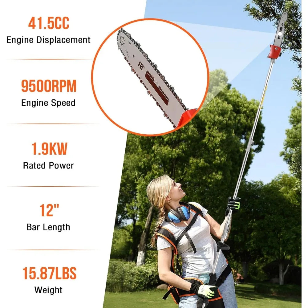 Gas Powered Hedge Trimmer Weed Eater 41.5cc 5 in 1 Multi Functional Trimming Tools Gas Weed Wacker Long Reach Pole Saw for Tree