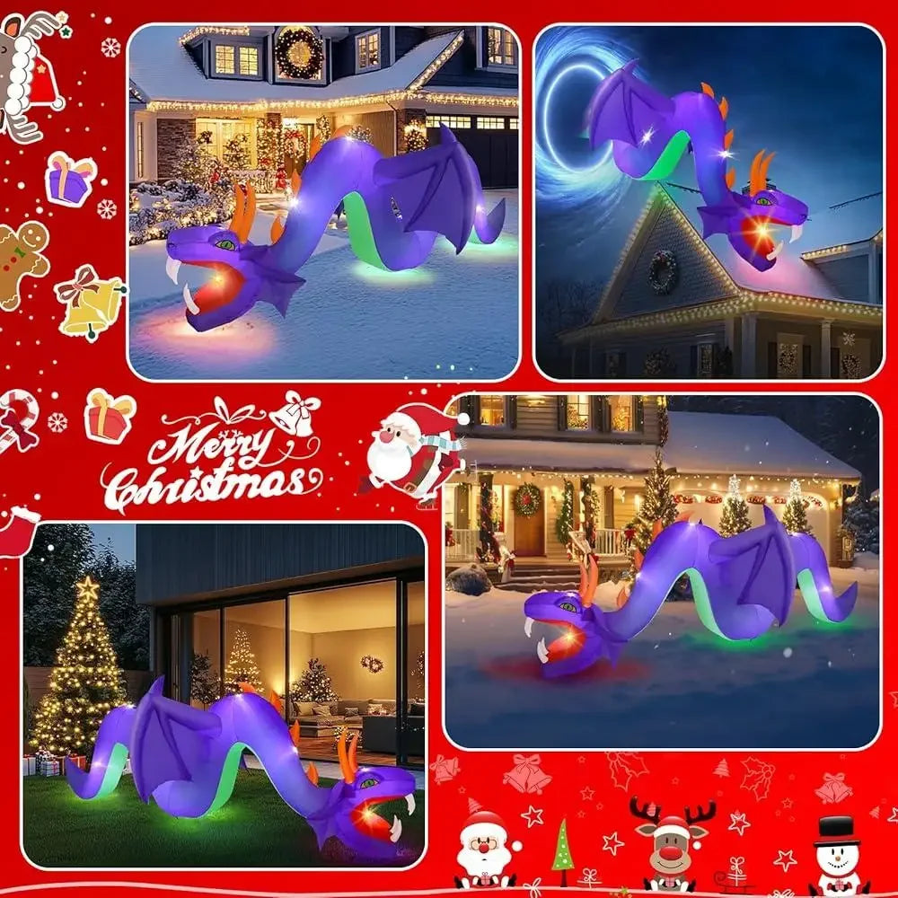 12FT Inflatable Dragon Yard Decor Chinese New Year Halloween Christmas Outdoor Decoration Lighted Blower Waterproof