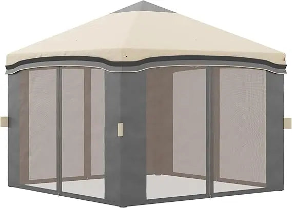 10' x 10' Pop Up Canopy Tent with Netting, Instant Tents for Parties, Height Adjustable, with Wheeled Carry Bag and 4 Sand Bags