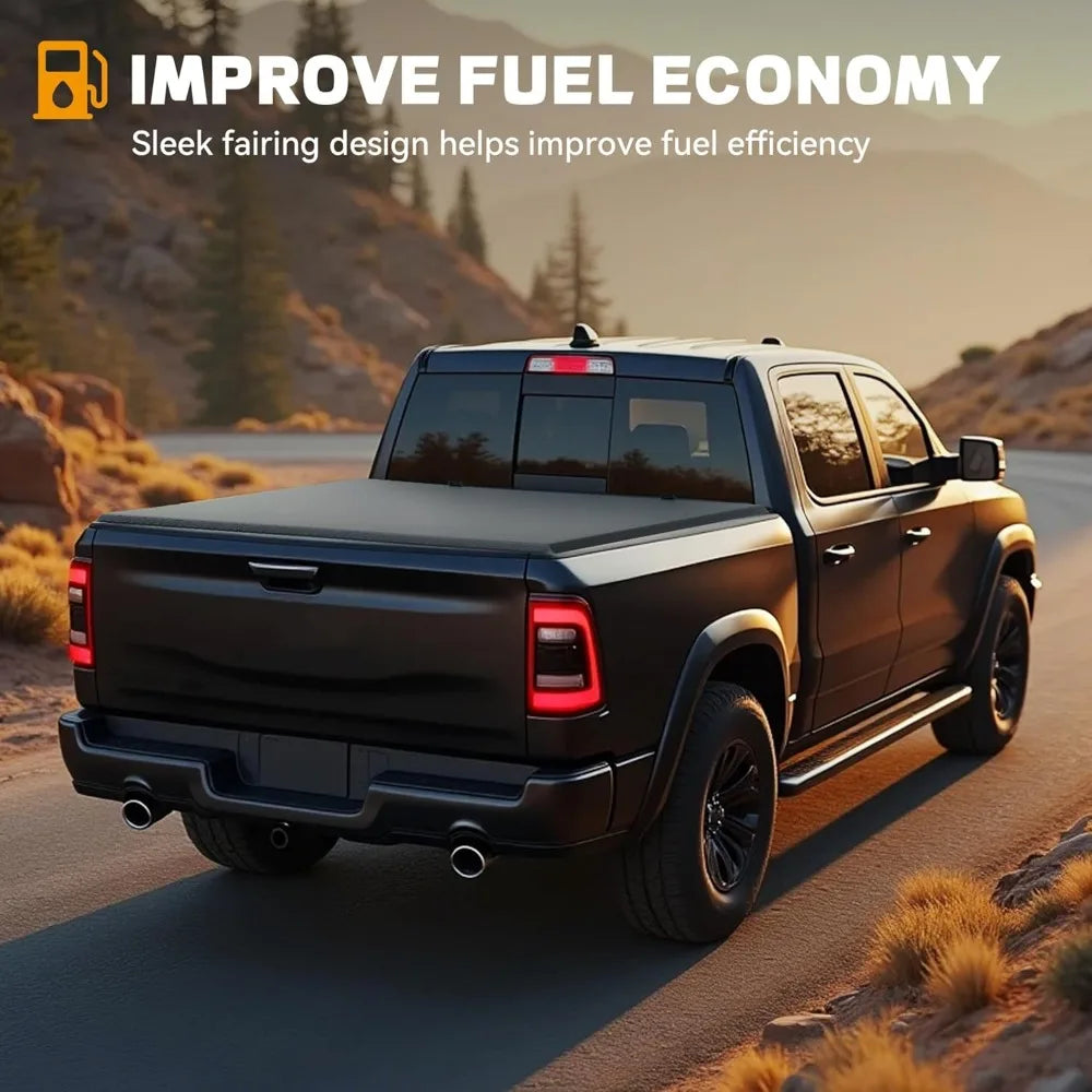 Soft Tri-Fold Truck Bed Tonneau Cover Fit for Tacoma 2024 2025 with Deck Rail System, with 5 ft Bed Excl