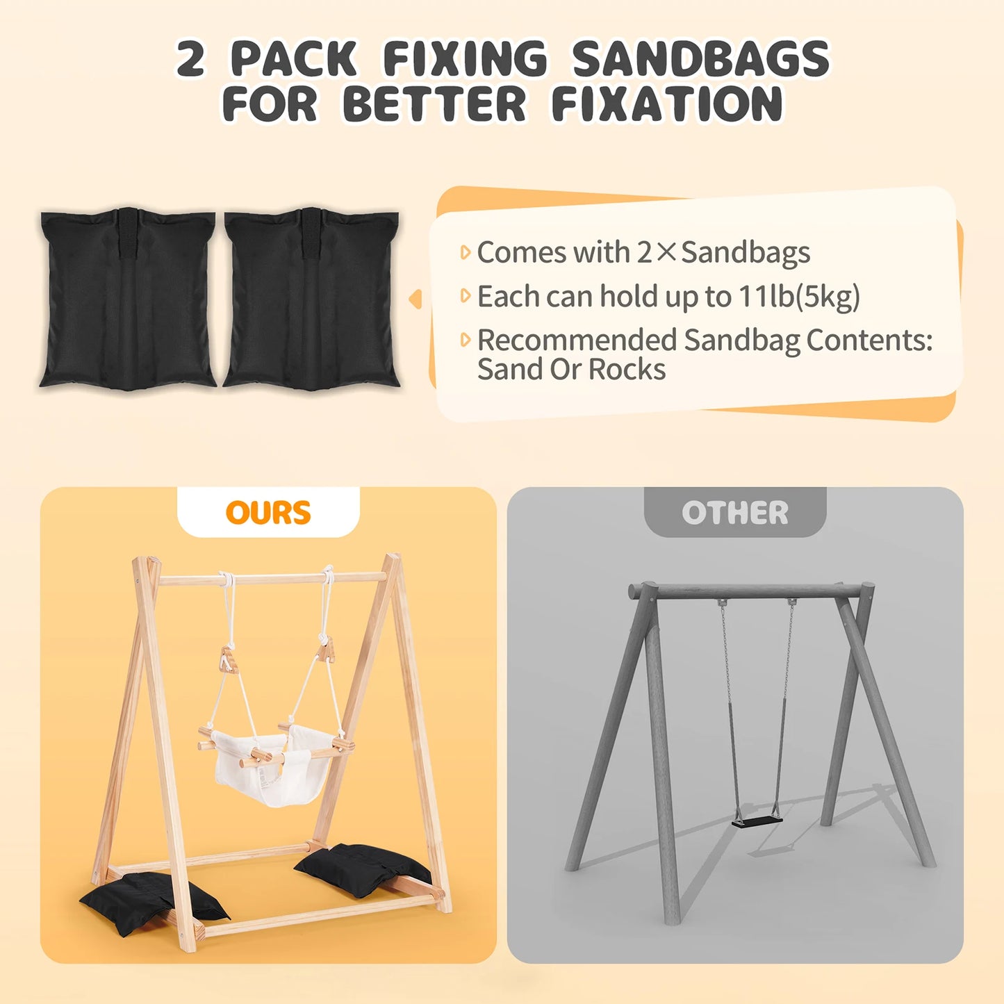 Folding Wooden Frame Swing (Wooden stand Canvas seat Foldable)