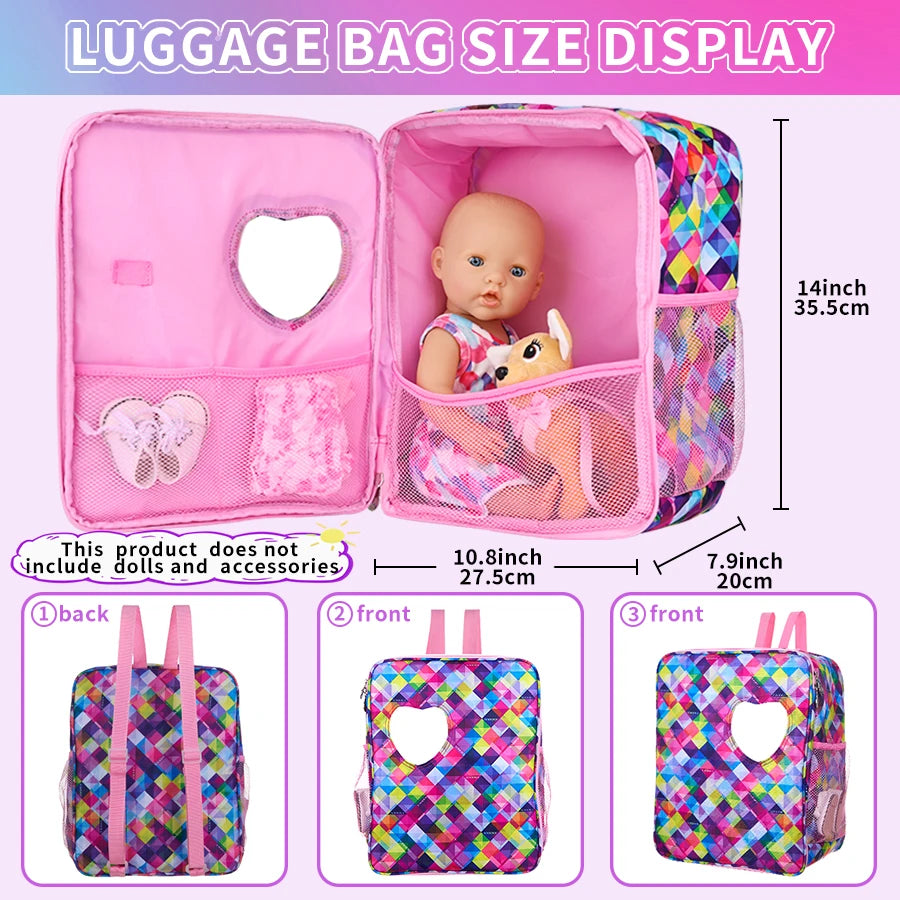 Doll house Furniture Travel for Case Bag for 18inch Girl Ball Joint Doll Props Accessory Kiddie Backpack Cartoon Travel Hand Bag