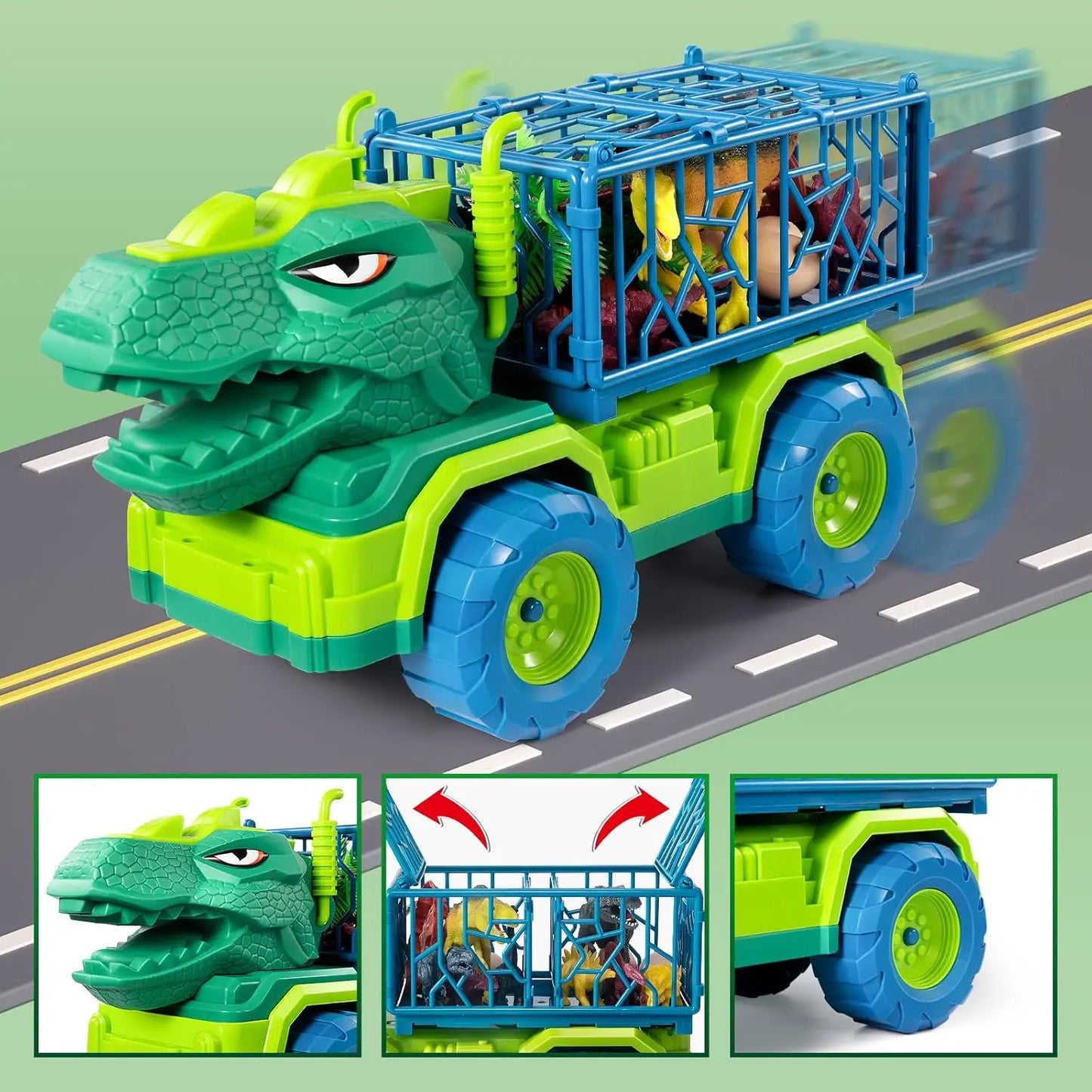 Dinosaur Truck Kids Toys With Play Mat Animal Model Engineering Car Excavator Dump Truck Game Diy Cars Toys Birthday Gifts Boys