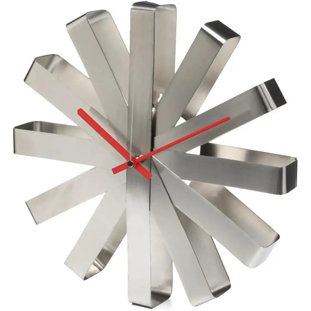 Unique Modern Wall Clock Silent Quartz Movement 12 Inch Multifunctional Ribbon Design Easy Readable Battery Powered Ideal Living