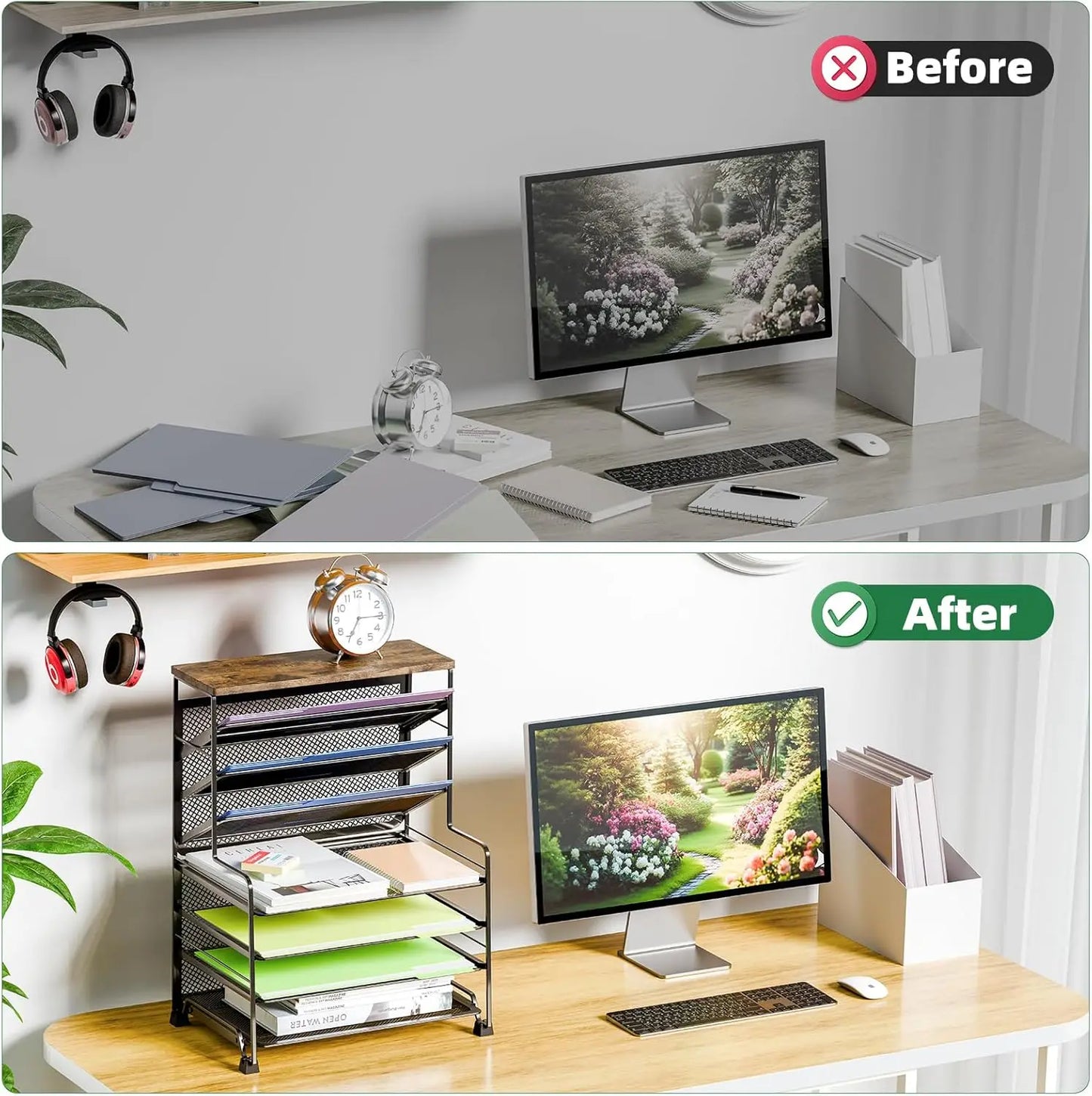 7 Tier File Organizer for Office, Home, School - Black Desk Accessory
