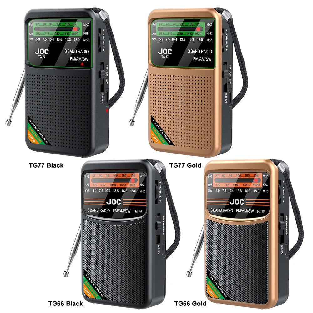 Portable Mini Full Band Radio Best Reception FM AM SW Radio Rechargeable Emergency Pocket Radio Built-in Speaker