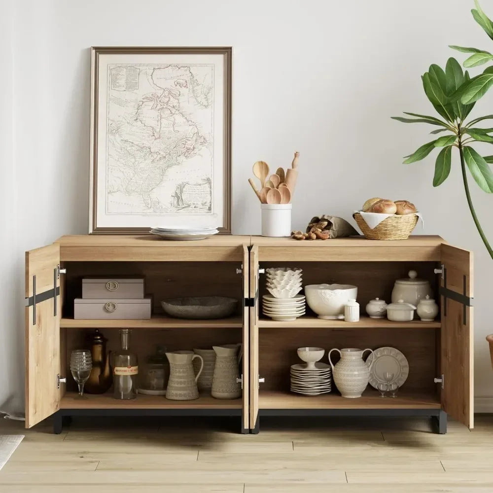 Multifunctional Sideboard Buffet Cabinets,Modern Sideboard with Adjustable Shelf and Metal Base,Coffee Bar Cabinet Storage