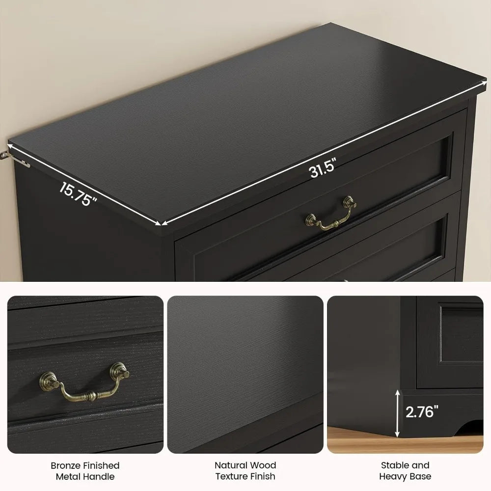 Farmhouse 6 Drawers Dresser for Bedroom,51.2" Tall Rustic Wood Chest of Drawers,Large Storage Chest with Vintage Metal Handles,