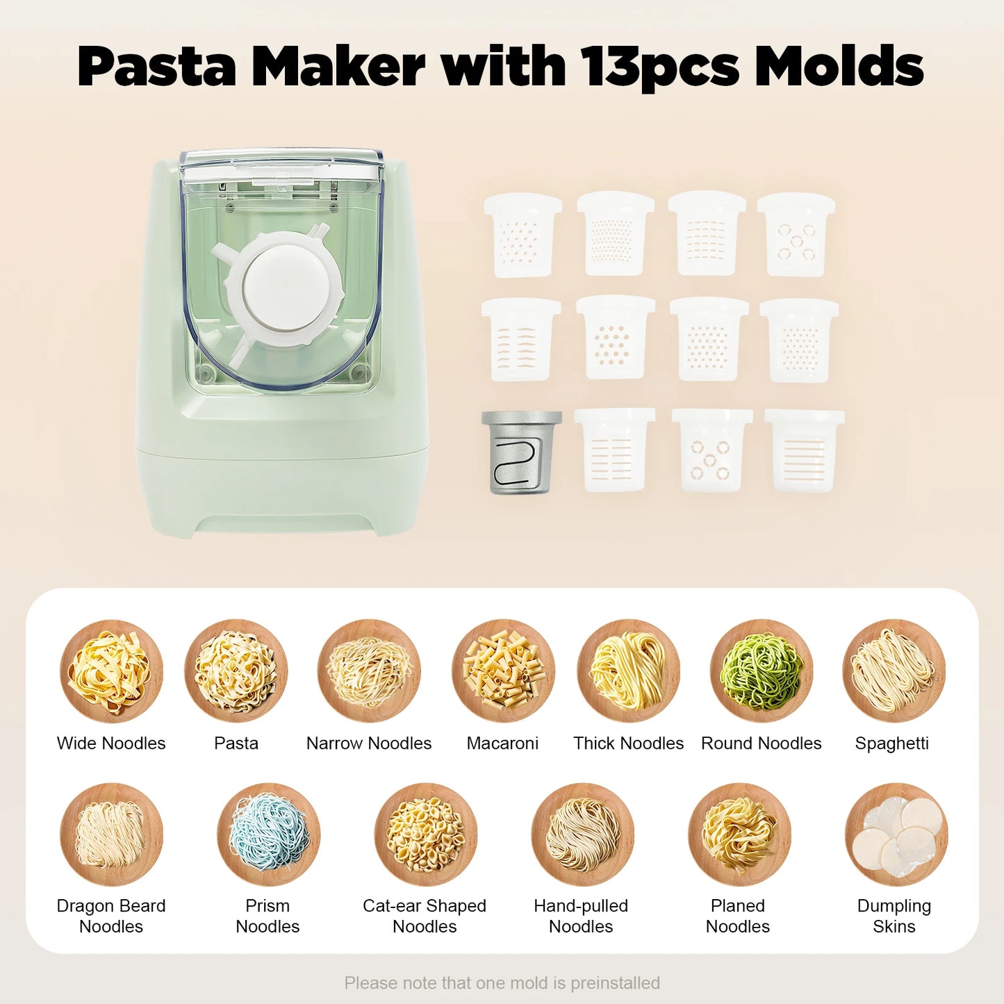 Pasta Maker Electric Pasta Maker Pasta Maker with 13 Molds Noodle Machine 110V