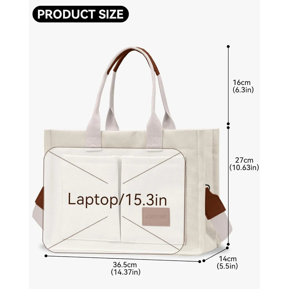 Canvas Tote Multi Pockets Large Handbags Ladies Bags Universal Handbags Large Capacity Mommy Bags Canvas Crossbody Bags Shoulder