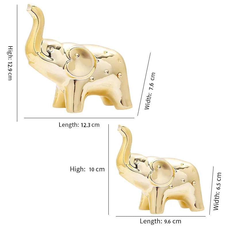 A Pair Elephant Statue Ceramic Animal Sculpture Craft Home Office Desktop Decor Wealth Lucky Statue Christmas Mother's Day gift