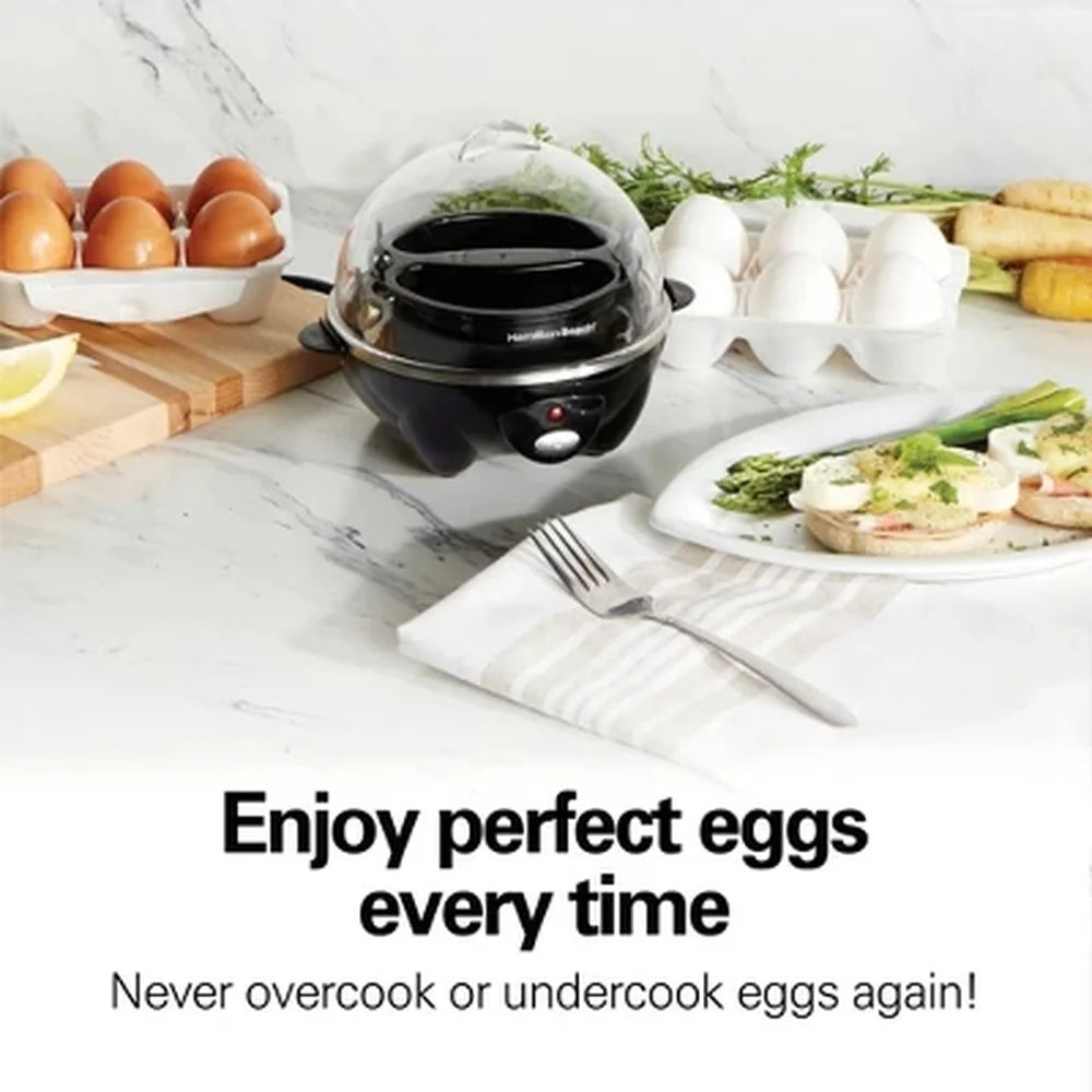 Electric Egg Cooker 7-Egg Boiler Poacher Steamer 300W Omelet Maker One-Touch Cooking Perfect Eggs Fast Breakfast Kitchen