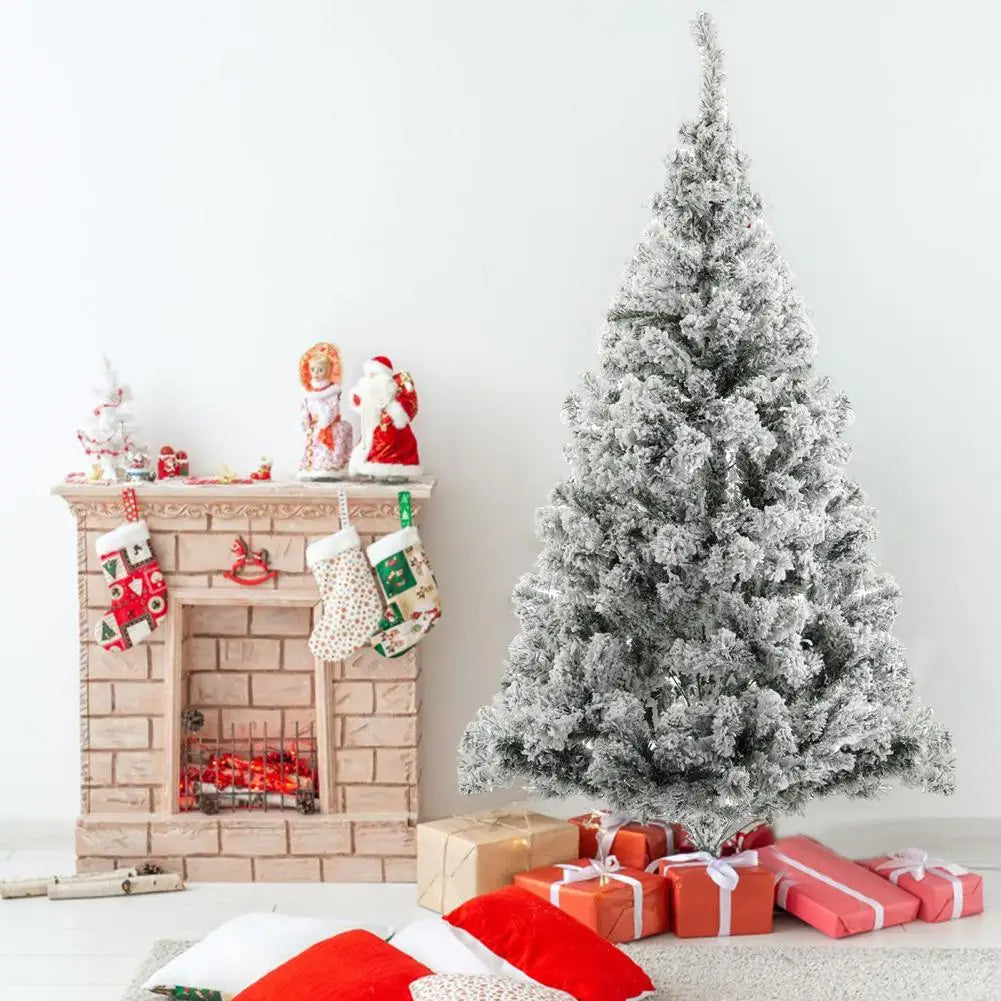 Artificial Christmas Tree 1.8m Snow Flocked Design Pine Tree Snow Christmas Holiday Pencil Tree Snow Xmas Trees with Metal Stand