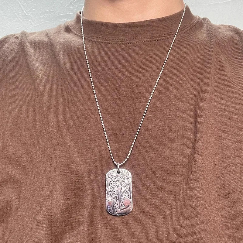 S925 sterling silver retro old multi-cross tag necklace European and American men and women