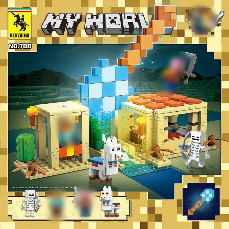 Movie Game MOC My Mini World Series Building Blocks Diamond Weapon Scene with 3 Figuren Educational Toys for Kid Gift