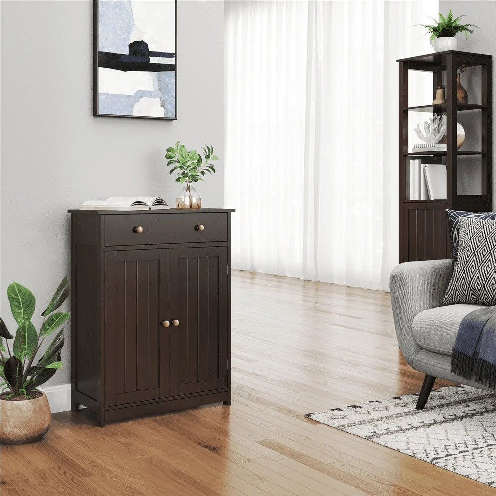 31.5" Freestanding Wooden Storage Cabinet with Adjustable Shelves Bathroom Living Room Kitchen Organization Modern Design