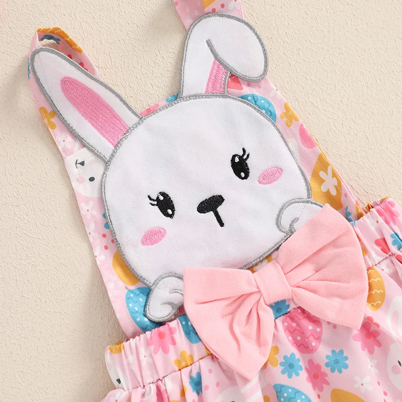 Adorable Baby Girl Easter Outfit Set with Floral Print Romper Ruffle Skirt and Matching Headband - 3 Piece Ensemble