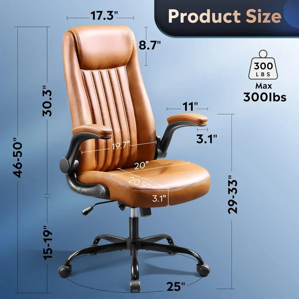 Computer Office Chair, High Back Ergonomic Desk Chair with Adjustable Flip-up Armrests, Lumbar Support & Thick Headrest