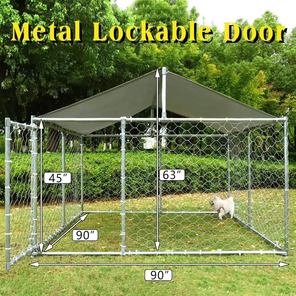 Dog Kennels Outdoor Large Dog Cage Heavy Duty Dogs House Extra Wide Outside Pet Kennels with Water-Resistant Cover