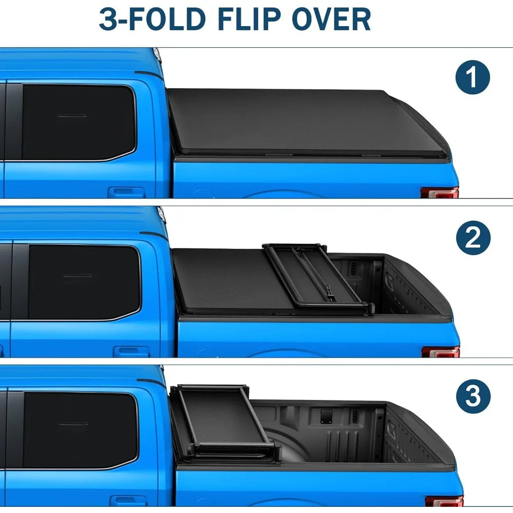 Soft Tri-Fold Truck Bed Tonneau Cover Compatible with 2005-2015 Toyota Tacoma 6FT Bed