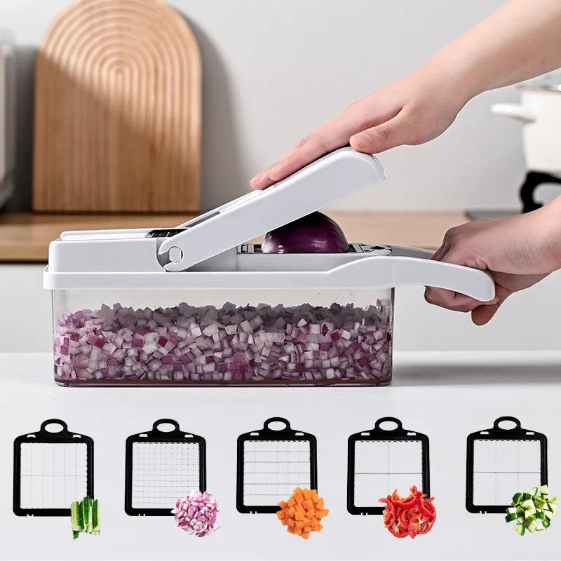 26 piece set of multifunctional vegetable slicer, household planer, kitchen cutting utensil, onion slicer, diced and diced