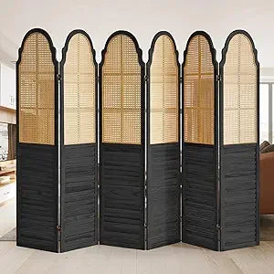 4 Panel Room Divider, Rattan Folding Screen Room Dividers, Privacy Dividers for Rooms, Louvered Partition Divider, Room Divider