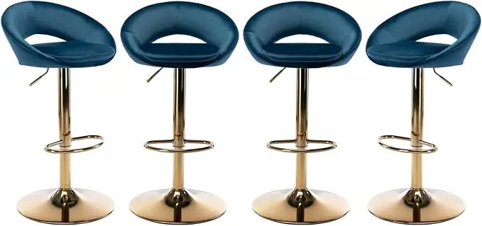 Counter Height Bar Stools Set of 4 Swivel Barstools with Low Back Modern Adjustable Bar Chairs with Gold Base Upholstered