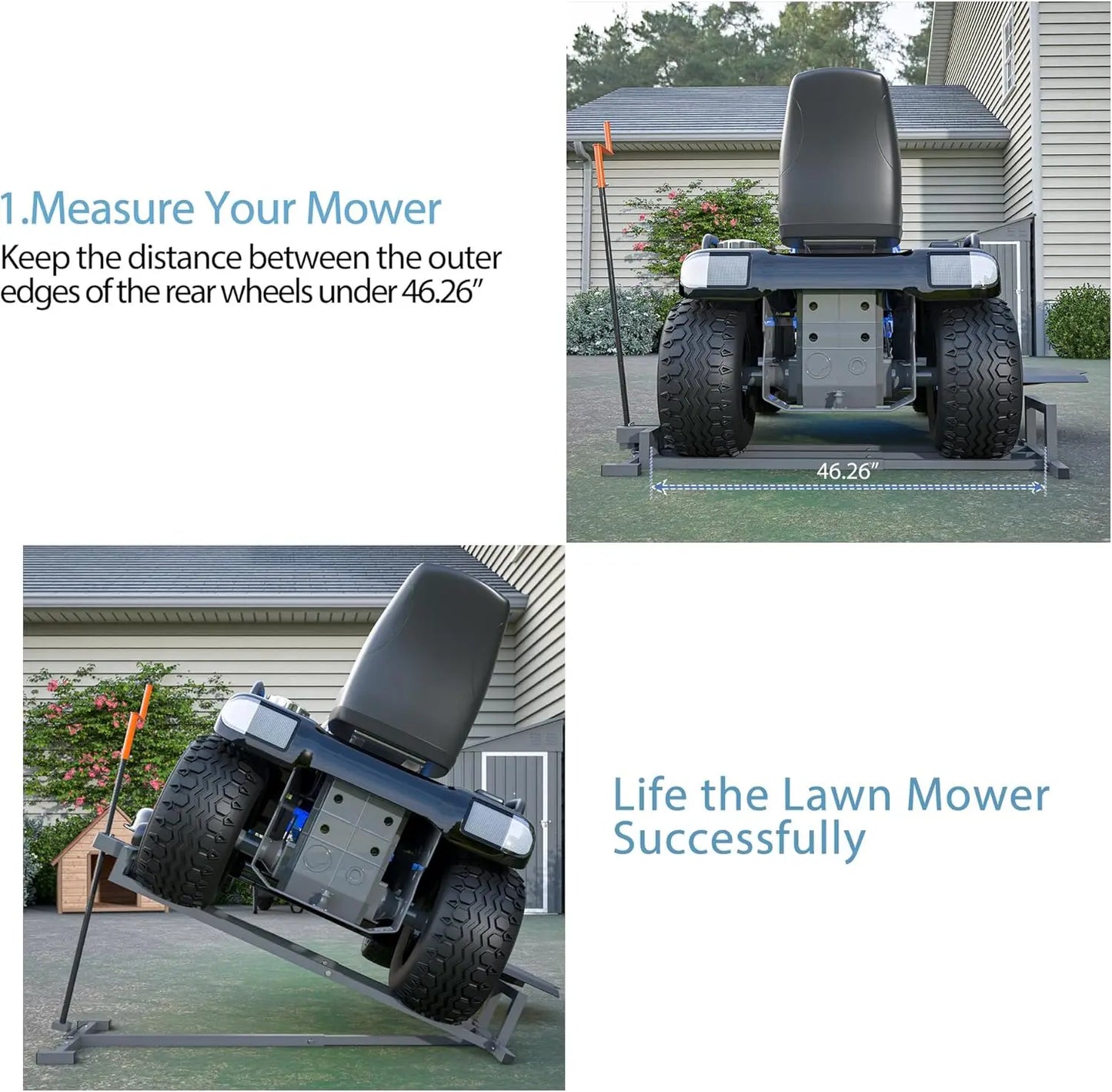 Ride-On Lawn Mower Jack Lift - Telescopic Maintenance Jack for Garden Tractors and Riding Lawn Mowers, 880 lbs Weight Capacity,