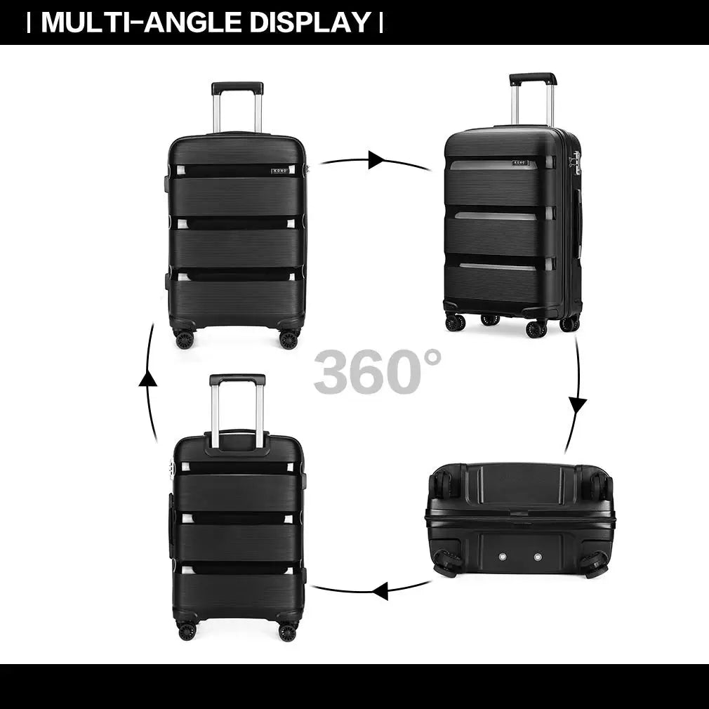 Kono 24 inch Medium Check in Luggage 66L TSA Lock Lightweight Polypropylene Hard Shell Suitcase